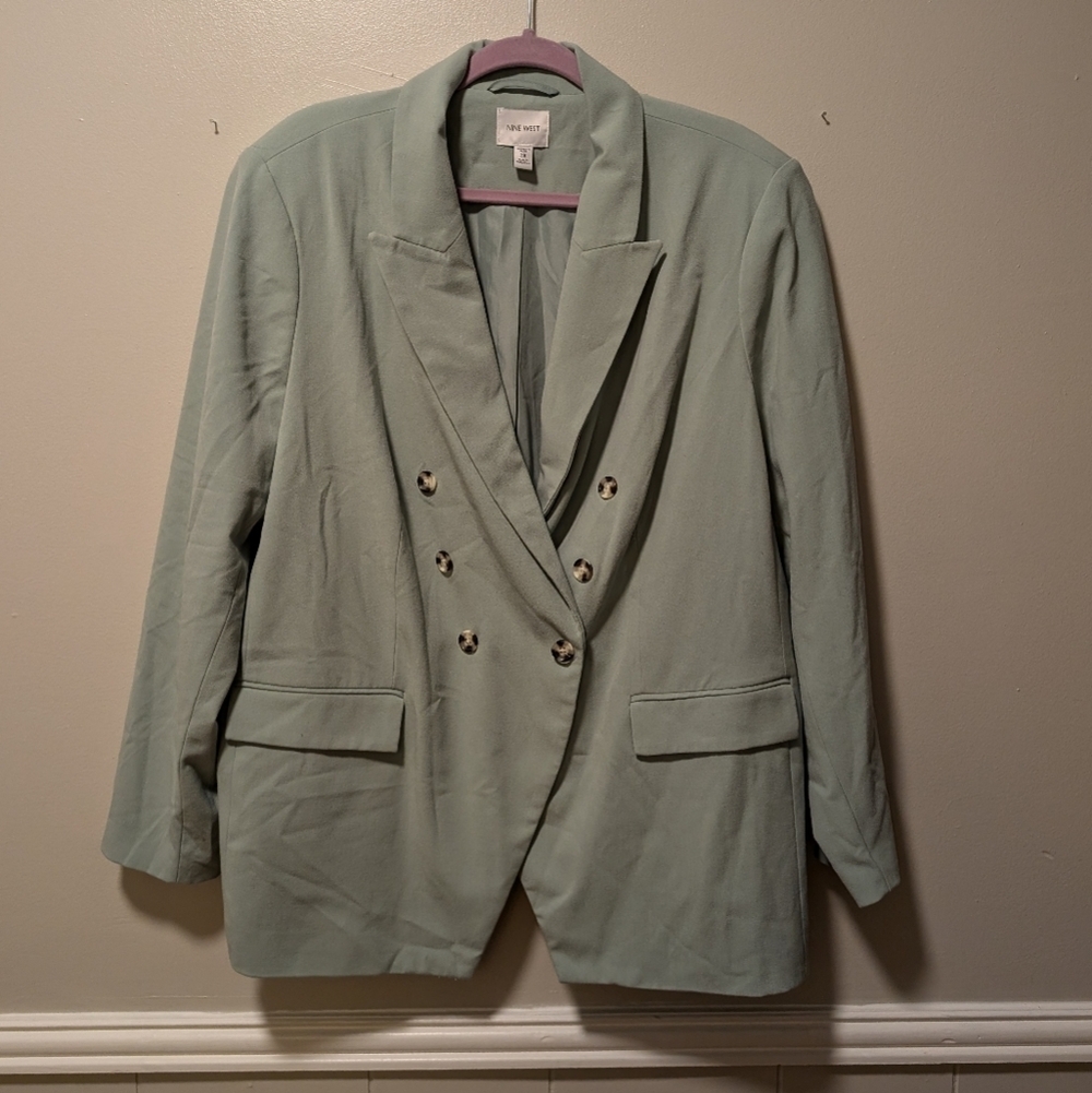 ✨5 For $50 Nine West‎ Teal/Mint Double-Breasted Blazer 2x